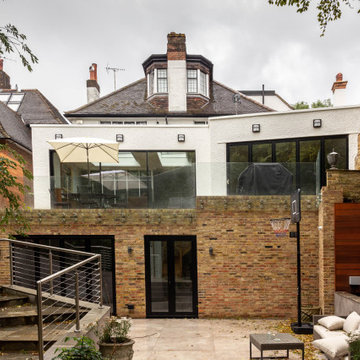Two storey house extension with half basement in Hampstead, North West London