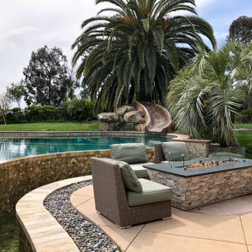 Custom Tapered Fire Table with Natural Stone – Propane