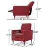 Mason Mid-Century Modern Button Tufted Fabric Recliner, Fabric/Red, Single Chair