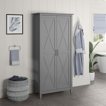 Key West Bathroom Storage Cabinet with Doors in Cape Cod Gray - Engineered Wood