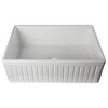 Biscuit 30" Fluted Single Bowl Fireclay Farmhouse Kitchen Sink, White