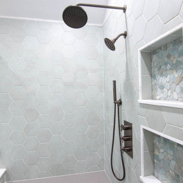 Contemporary Bohemian Primary Bath + Closet Remodel Overland Park, KS