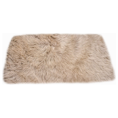 New Zealand Rectangular Sheepskin Rug 2'x3', Taupe