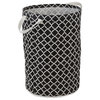 PE-Coated Cotton Polyester Laundry Hamper Lattice Black Round 13.5x13.5x20