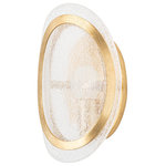 Hudson Valley Lighting - Danes 1-Light Wall Sconce, Vintage Gold Leaf Frame, Glass Shade - Ovals of hand-poured Piastra glass rest behind rings of vintage gold leaf giving this dazzling fixture its luxurious look. The glass shade is bubbled throughout yet still translucent enough for the bulb to be seen. Gorgeous when lit, Danes will instantly elevate any space.