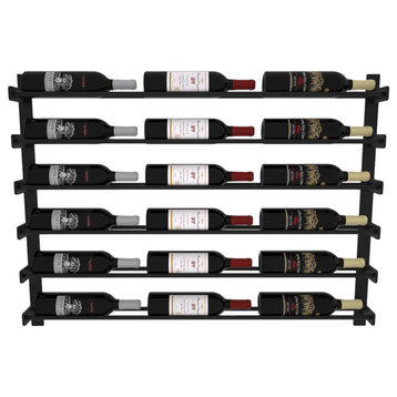 VintageViewÂ® 18 Bottle Six Row Wine Wall, Satin Black Rods