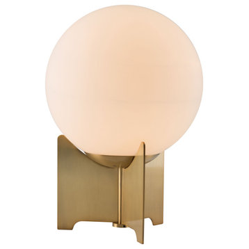Pearl Table Lamp, White & Brushed Bronze