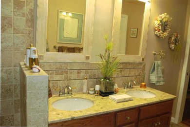 Inspiration for a white tile and matchstick tile bathroom remodel in DC Metro
