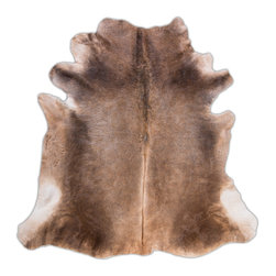 Luxury Natural Cowhide Area Rug, Handmade, Gray, Hair-on-Hide, 6'3"x5'7" - Area Rugs