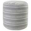 20" Blue Polyester Round Striped Indoor Outdoor Pouf Ottoman