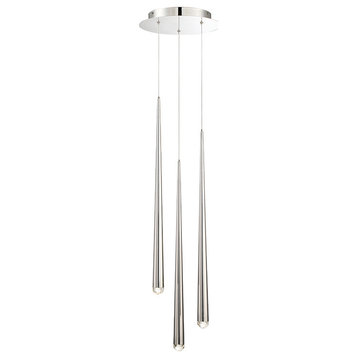 Modern Forms Cascade LED 3-Light Round Chandelier in Polished Nickel