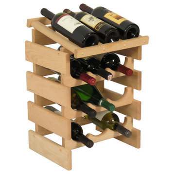 Wooden Mallet Dakota 4 Tier 12 Bottle Display Top Wine Rack in Natural