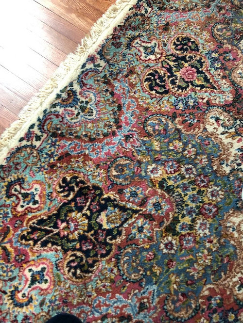 color advice for bedroom reno with this Karastan blueish rug