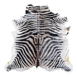 Zebra Print Stenciled Cowhide Rug - Products