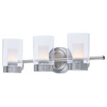 Maxim Lighting International - Mod 3-Light Vanity, Satin Nickel - A contemporary design featuring a Satin Nickel frame supporting Clear cylinder glass shades with Frost interior diffusers all powered with energy efficient LED technology. Finally LED technology at an affordable price.