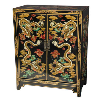 Black Dragons Lacquer Shoe Cabinet