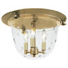 Classic Flush Mount Bell Lantern With Tiny Star Glass, Rubbed Brass