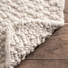 Hand-Woven Solid Chevron Area Rug, Ivory, 8'6"x11'6"