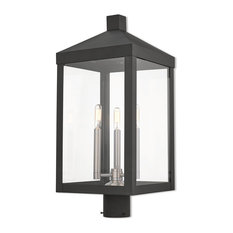 3 Light Outdoor Post Top Lantern, Black