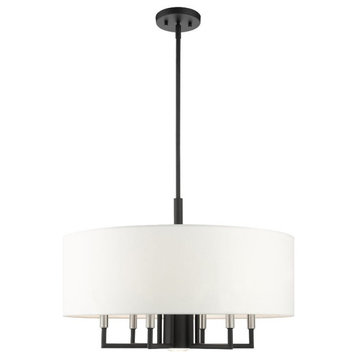 7 Light Pendant in Modern Style - 24 Inches wide by 18.5 Inches high-Black