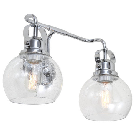 Shirley Metal, Bubbled Glass Vanity Light, Chrome, 2-Light