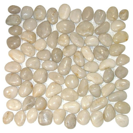 Polished White Pebble Tile