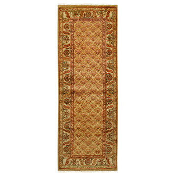 EORC Brown Hand Knotted Wool Heriz Weave Rug, 2'10x8