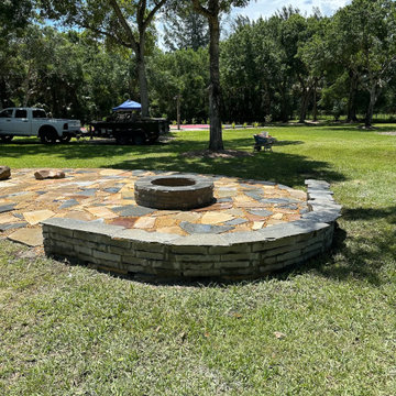 Rustic Flagstone Fire Pit Retreat