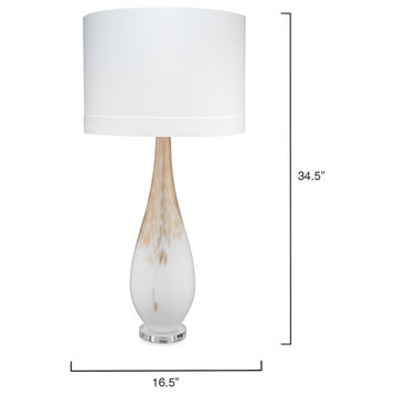 Dewdrop Table Lamp, Gold Ombre Glass With Classic Drum Shade, White Silk