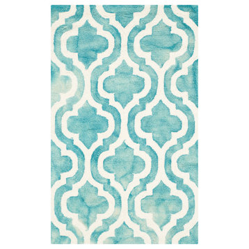 Safavieh Dip Dye Collection DDY537 Rug, Turquoise/Ivory, 2'6"x4'