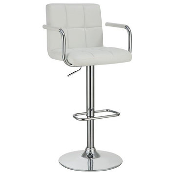 Coaster Modern Faux Leather Adjustable Height Bar Stool in White