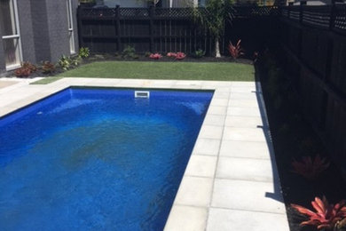 Pool paving and tiger turf installation