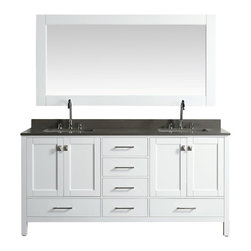 Design Element - London 72" Double Sink Vanity Set, White - Bathroom Vanities And Sink Consoles