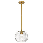 Z-Lite - Chloe One Light Pendant, Olde Brass - Define your modern space with the eye-catching streamlined presence of this one-light pendant. Rounded shades are made from clear water-textured glass suspended from a sleek steel frame with an olde-brass finish. Your contemporary dining room or family space gets an instant boost with this sophisticated fixture.