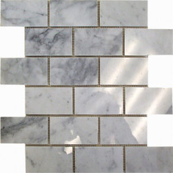Carrara polished 2x4 Brick pattern stone mosaic - Tile
