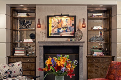 Example of a trendy living room design in Los Angeles