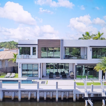 Final Construction Private Waterfront Custom Home in Boca Raton