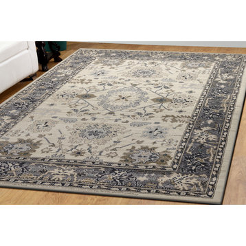 Yazd 8531-190 Area Rug, Ivory And Gray, 2'x7'7" Runner