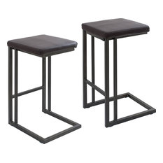 LumiSource - Roman Counter Stools, Set of 2, Antique, Espresso - Bar Stools and Counter Stools