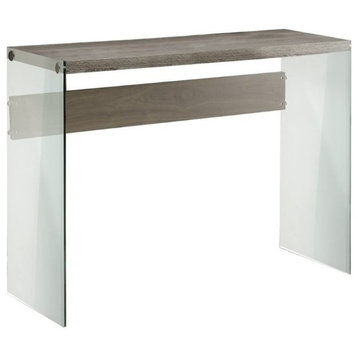 Pemberly Row Glass Console Table in Dark Taupe