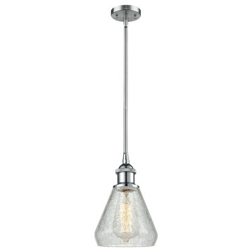 1-Light Conesus 6" Pendant, Polished Chrome, Shade: Clear Crackle