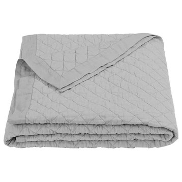 Linen Cotton Diamond Quilt, Twin, Gray, 1 Piece