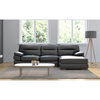 Sunset Trading Jayson 115" Modern Top-Grain Leather Sofa with Chaise in Black