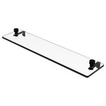Allied Brass - Foxtrot 22" Glass Vanity Shelf with Beveled Edges, Matte Black - Add space and organization to your bathroom with this simple, contemporary style glass shelf. Featuring tempered, beveled-edged glass and solid brass hardware this shelf is crafted for durability, strength and style. One of the many coordinating accessories in the Allied Brass Foxtrot Collection, this subtle glass shelf is the perfect complement to your bathroom decor.