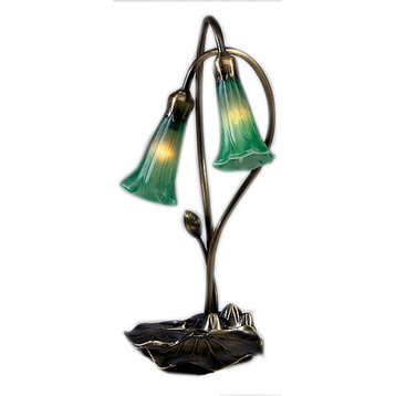 Meyda lighting 13481 016"H Green Pond Lily 2 LT Accent Lamp