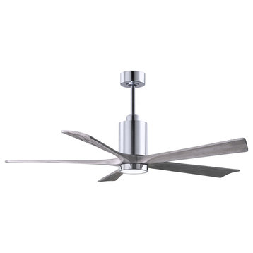 Patricia 5-Blade Paddle Fan With Light Kit and Barn Blades, Polished Chrome, 60"