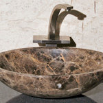 The Allstone Group - Oval Bathroom Sink, 18″ W, Emperador Dark Marble - 18" wide smooth oval shape bathroom sink,