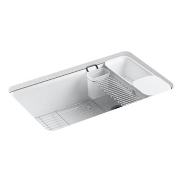 Kohler Riverby 33" X 22" X 9-5/8" Under-Mount Kitchen Sink w/ Accessories, White
