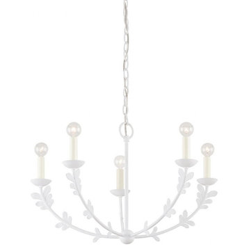 Whimsical Style 5-Light Chandelier in Gold Finish Flower Stems and