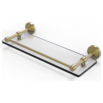 Waverly Place 16" Tempered Glass Shelf with Gallery Rail, Satin Brass